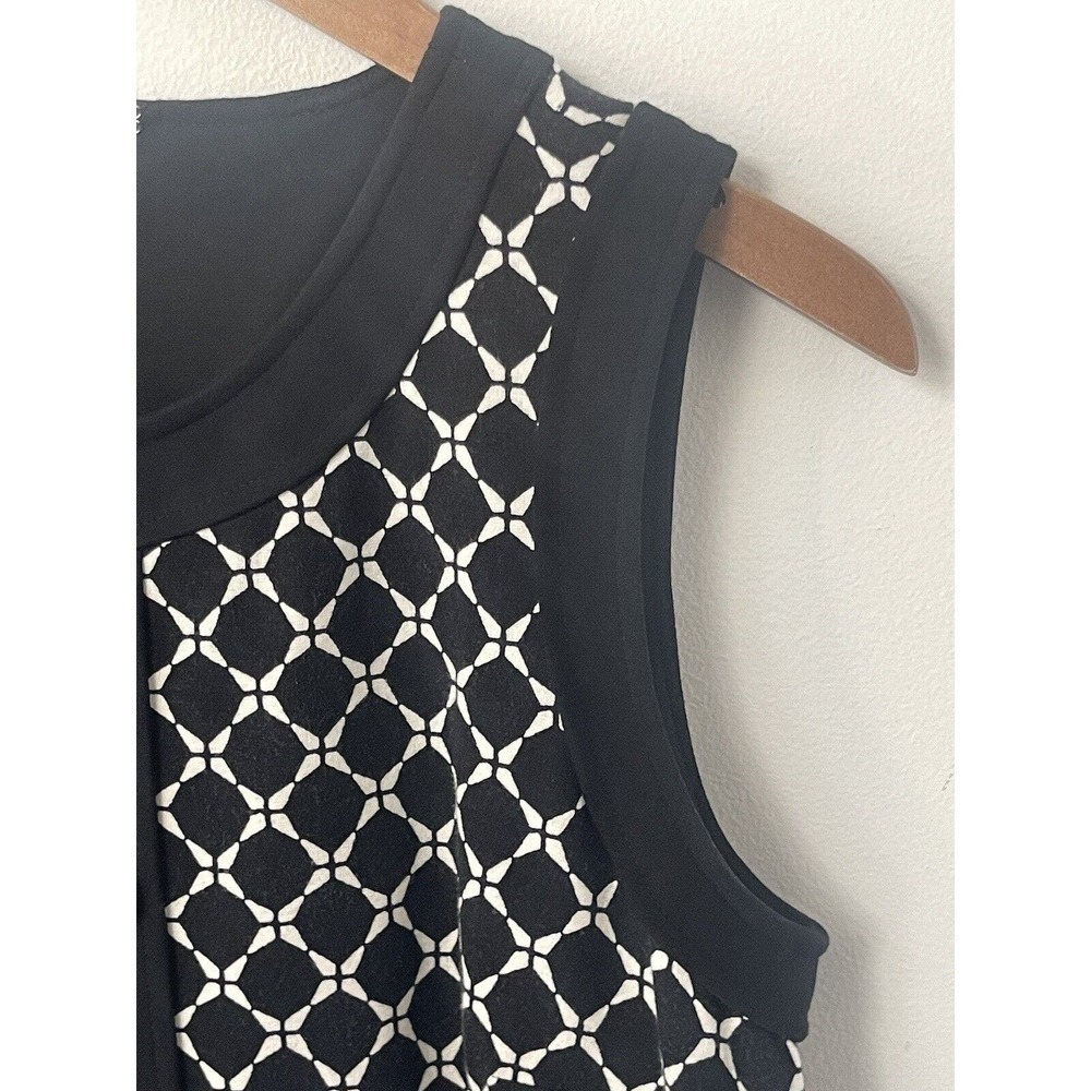 Talbots Womens Black White Patterned Sheath Dress MIDI Size 10P Sleeveless - Picture 7 of 14